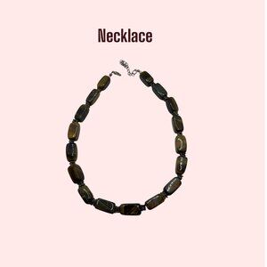 Tiger Eye Necklace 15” Natural Stone Silver Spacer Beads